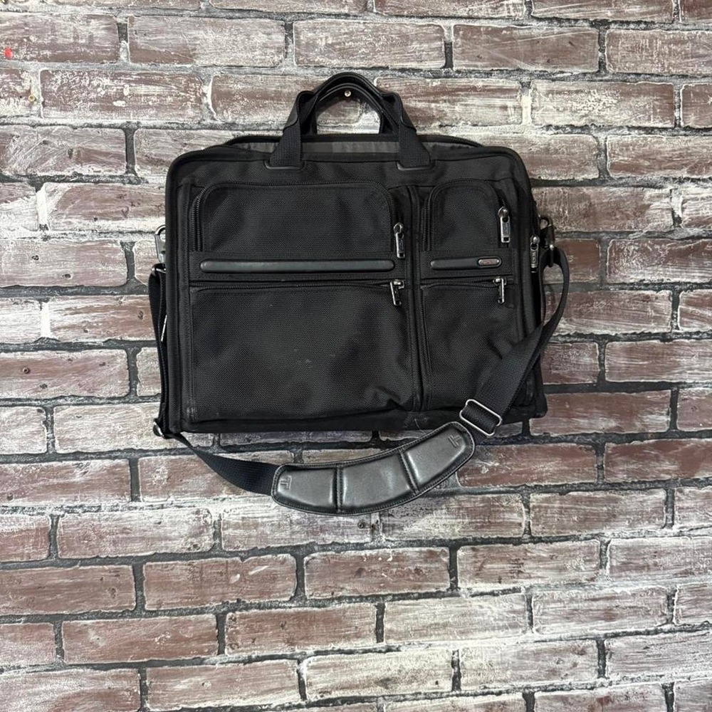 TUMI Black Ballistic Nylon Expandable Laptop Briefcase Shoulder Business Bag